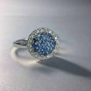 Bague sertie de Saphirs bleus & Zircons - Lunaria