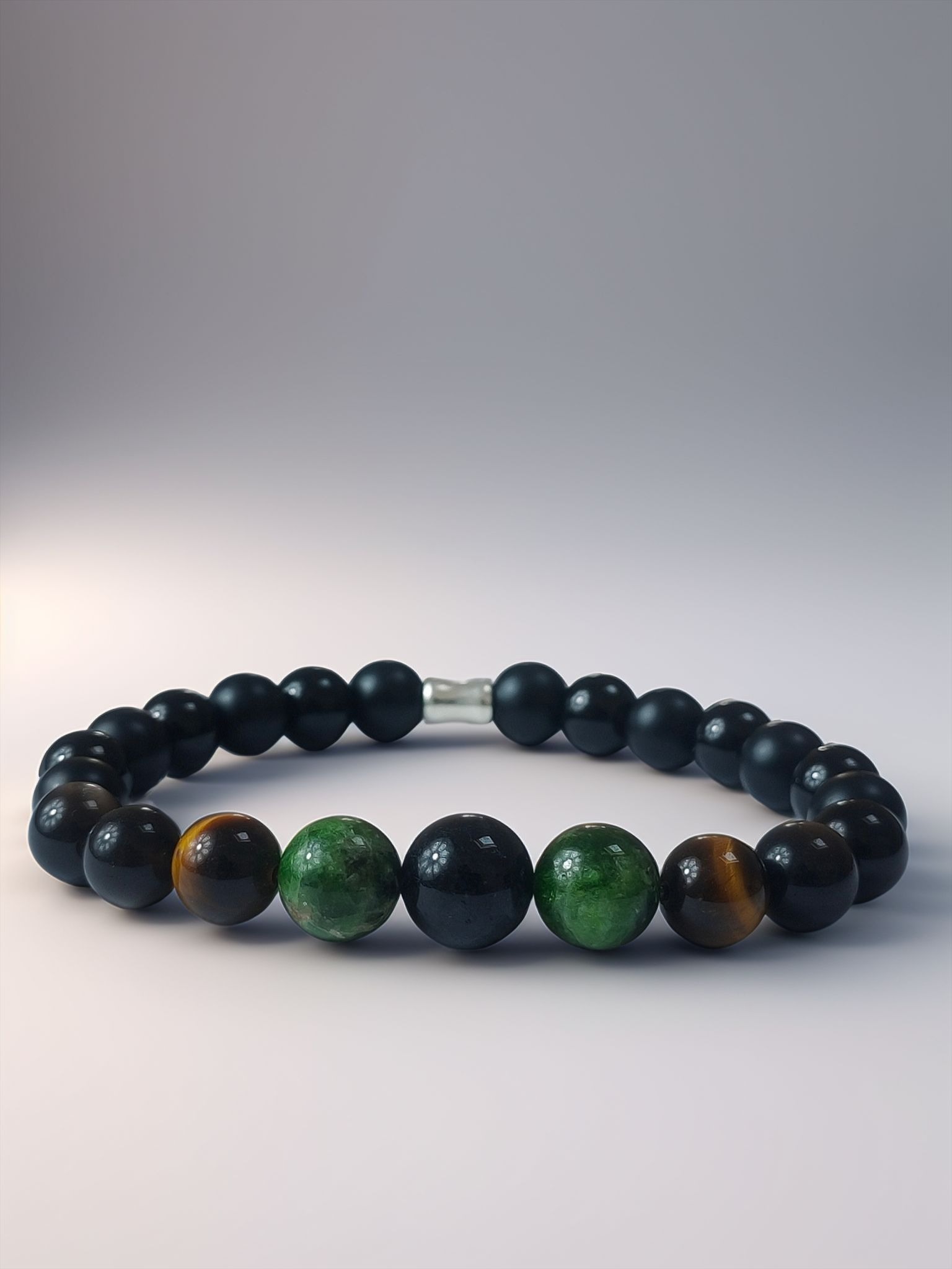 Accueil bracelet Arboris illustra diopside quartz rutile oeil de tigre 2