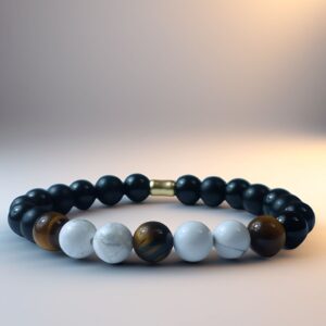 Invicta Nimbora - Bracelet Oeil de tigre & Howlite & Onyx