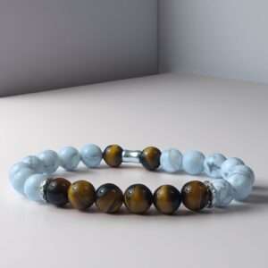 Diurna Invictus - Bracelet Oeil de tigre & Howlite
