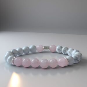 Diurna Rosaria - Bracelet Quartz rose & Howlite